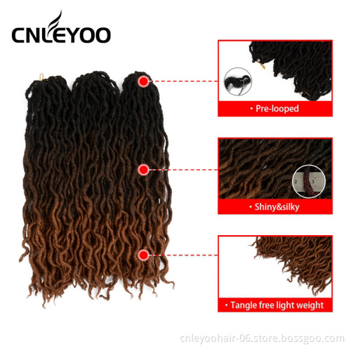 Ombre Gypsy Locs Crochet Braids 18 Inch Curly Faux LockCrochet Hair Goddess Locs Braiding Women Hair
